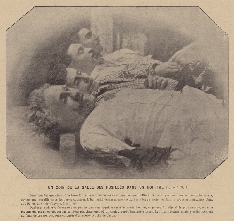 La Commune de Paris ، Un Coin De La Salle Des Fusilles In A Hospital ، 27 مايو 1871 (b / w photo) بواسطة مصور فرنسي