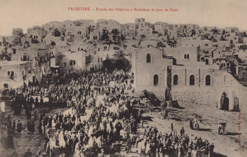 فلسطين ، دخول الحجاج إلى بيت لحم يوم عيد الميلاد بواسطة مصور فرنسي