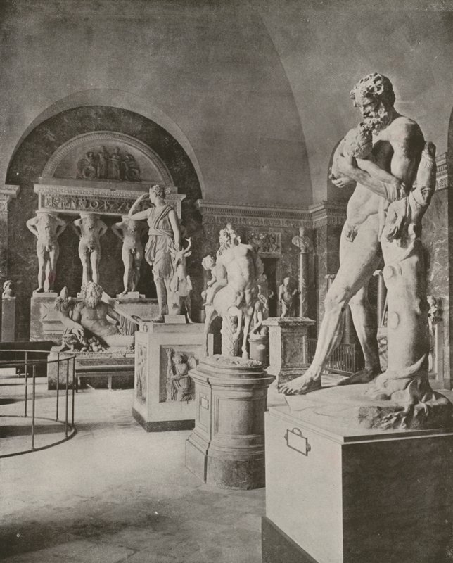 باريس: معرض نهر God Tiber ، متحف اللوفر (صورة b / w) بواسطة مصور فرنسي