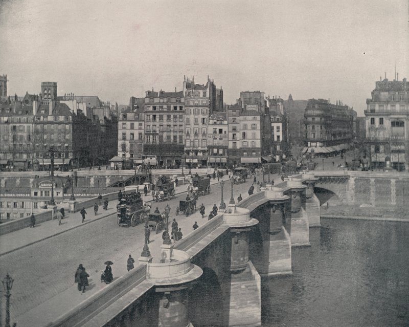 باريس: بونت نيوف ، أو الجسر الجديد (صورة b / w) بواسطة مصور فرنسي