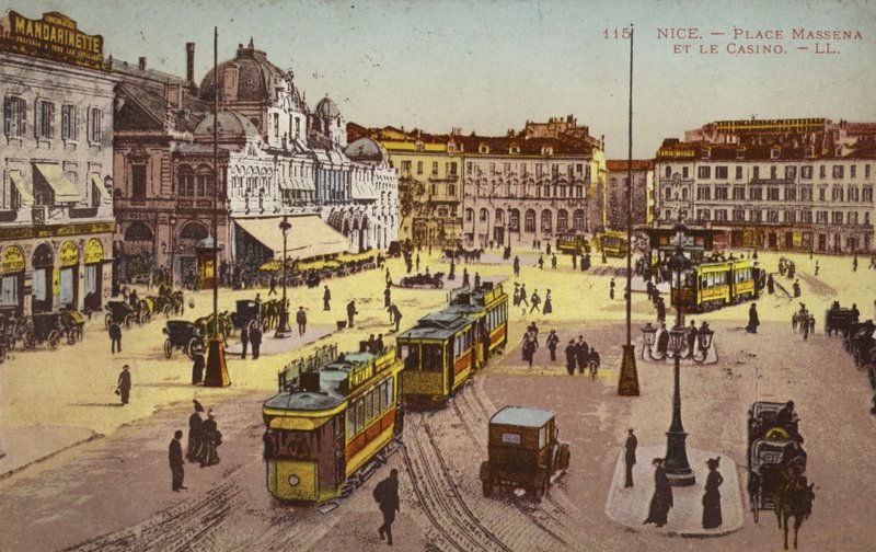 Place Massena and the Casino ، نيس (صورة ملونة) بواسطة مصور فرنسي