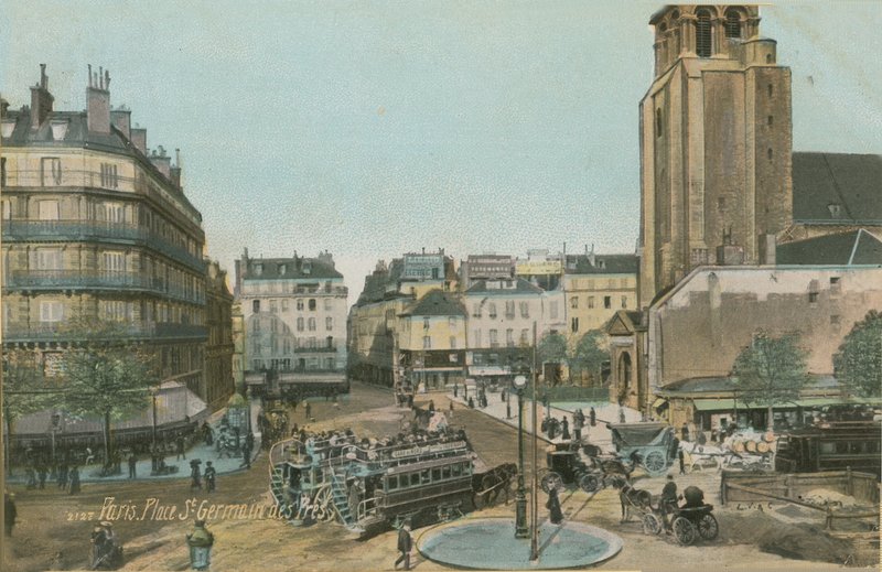 ساحة سان جيرمان دي بري ، باريس. أُرسلت البطاقة البريدية عام 1913. بواسطة مصور فرنسي