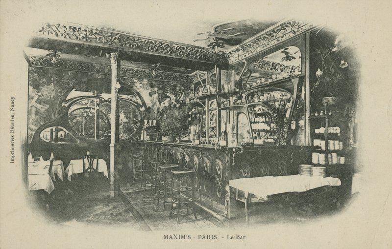 The Bar at Maxim's ، باريس (صورة بالأبيض والأسود) بواسطة مصور فرنسي