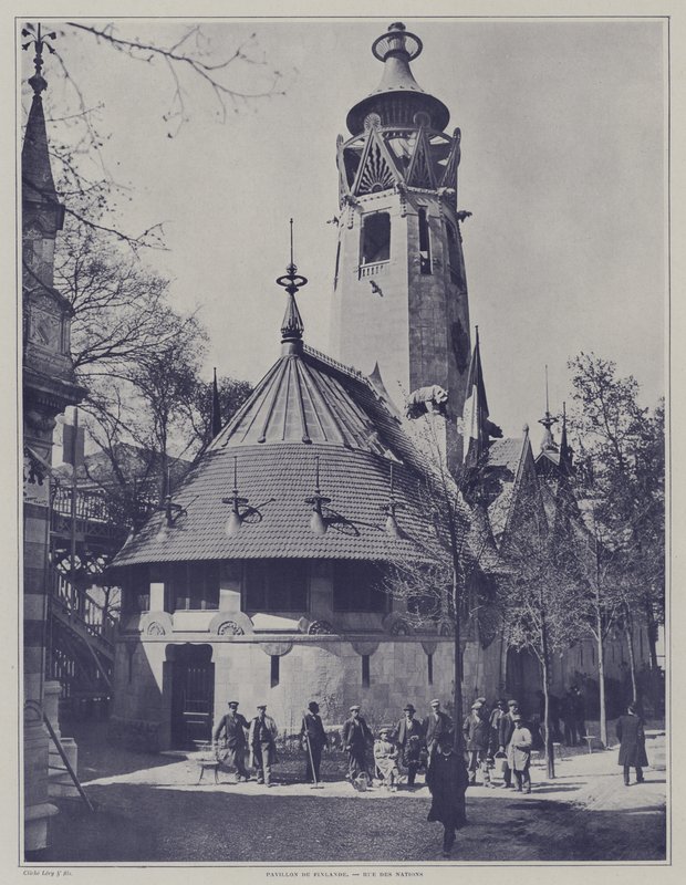 جناح فنلندا في Exposition Universelle 1900 ، باريس (صورة بالأبيض والأسود) بواسطة مصور فرنسي