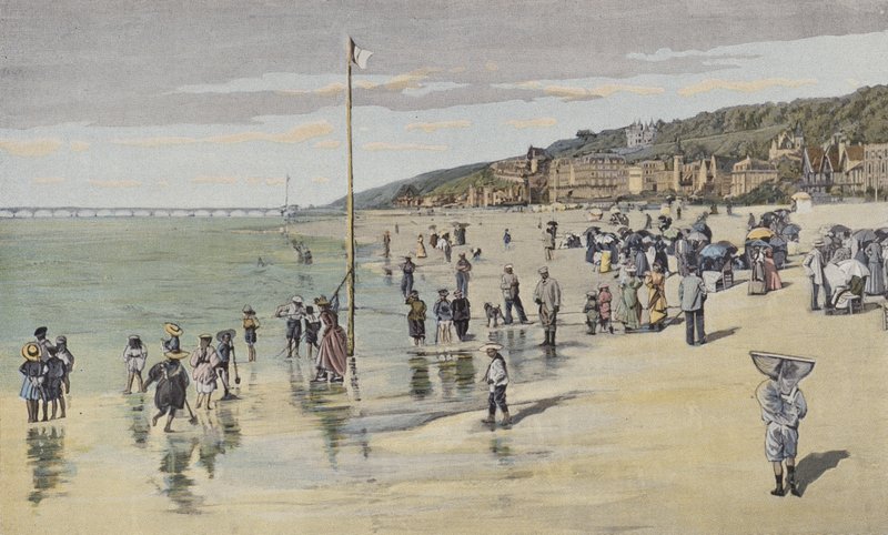 Trouville ، الشاطئ في وقت المد بواسطة مصور فرنسي