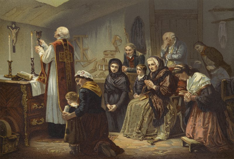 قداس تحت الإرهاب ، فرنسا ، 1790 بواسطة المدرسة الفرنسية