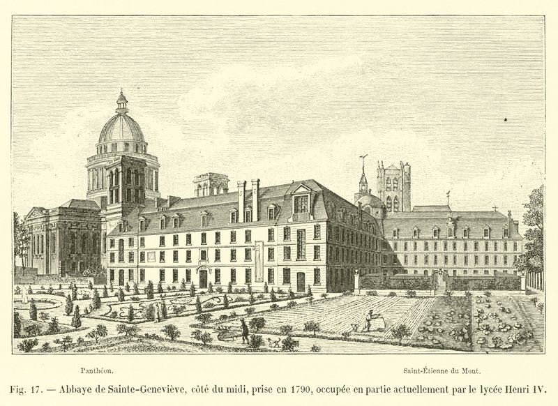 دير Saint-Genevieve ، cote du midi ، تم التقاطه في عام 1790 ، مشغولًا جزئيًا حاليًا بواسطة الليسي هنري الرابع بواسطة المدرسة الفرنسية