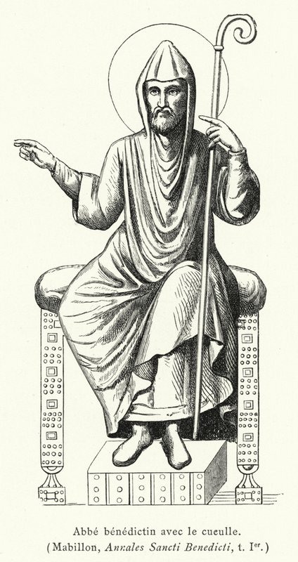 Abbe benedictin avec le cuculle (engraving) بواسطة المدرسة الفرنسية