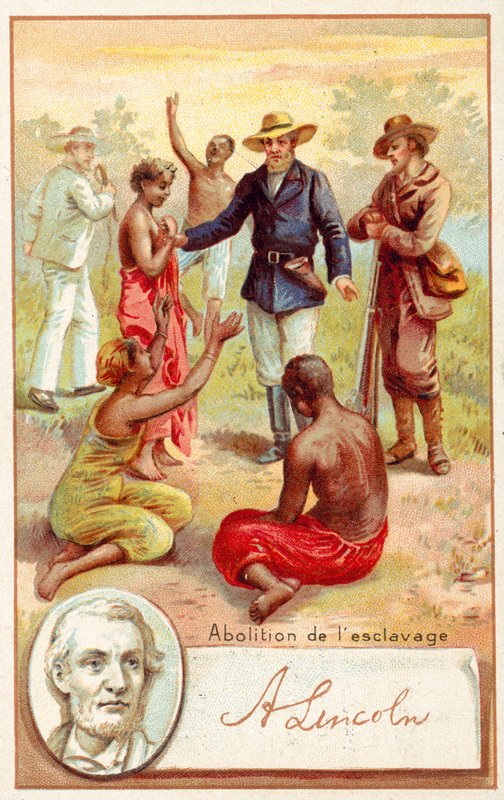 Abraham Lincoln and the abolition of slavery in the United States (chromolitho) بواسطة المدرسة الفرنسية