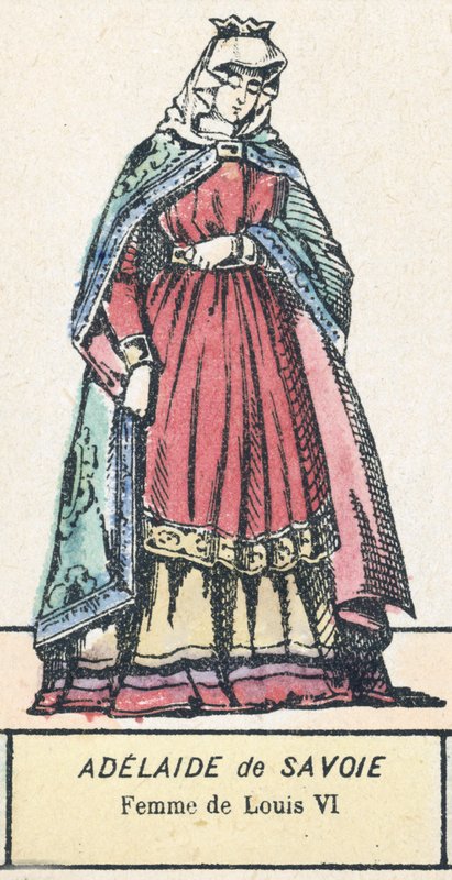 Adelaide de Savoie, Femme de Louis VI (coloured engraving) بواسطة المدرسة الفرنسية