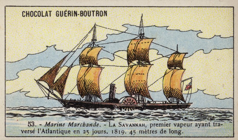 American Paddle Steamer Savannah (Chromolitho) بواسطة المدرسة الفرنسية