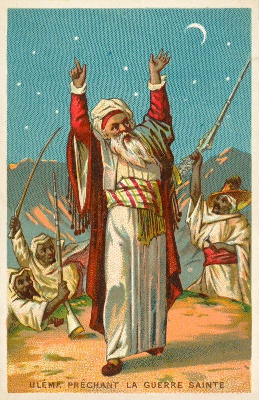 An ulama preaching Jihad (chromolitho) بواسطة المدرسة الفرنسية