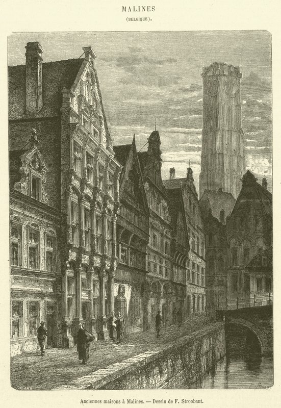Anciennes maisons a Malines (engraving) بواسطة المدرسة الفرنسية