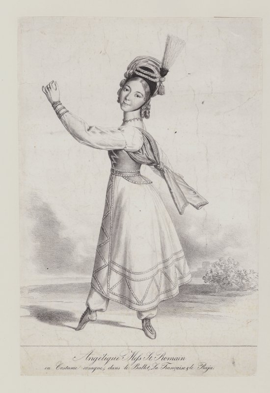 أنجيليك سانت رومان ميس في زي القوزاق لباليه La Francaise et le Raja (الليثو) بواسطة المدرسة الفرنسية