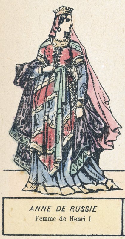 Anne de Russie, Femme de Henri I (coloured engraving) بواسطة المدرسة الفرنسية