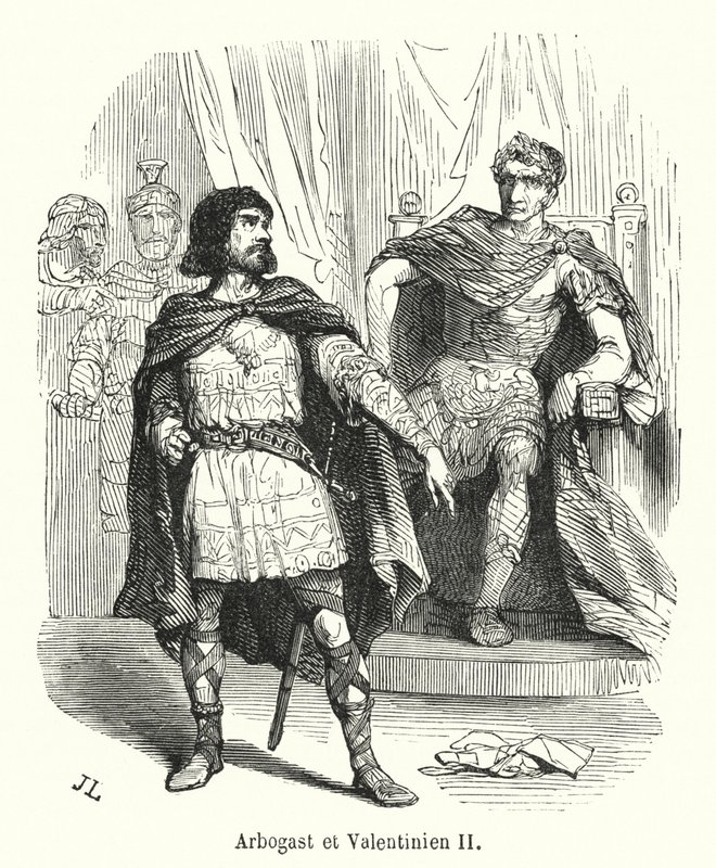 Arbogast et Valentinien II (نقش) بواسطة المدرسة الفرنسية