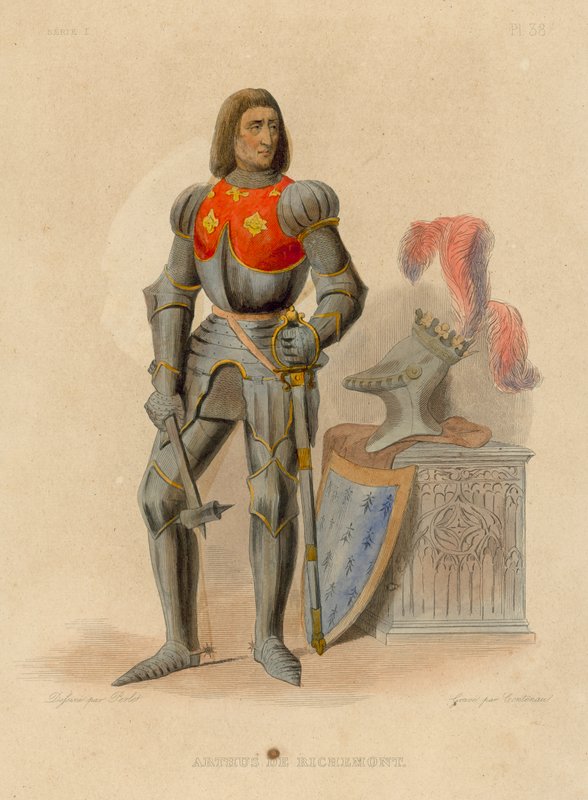 Arthus de Richemont (coloured engraving) بواسطة المدرسة الفرنسية