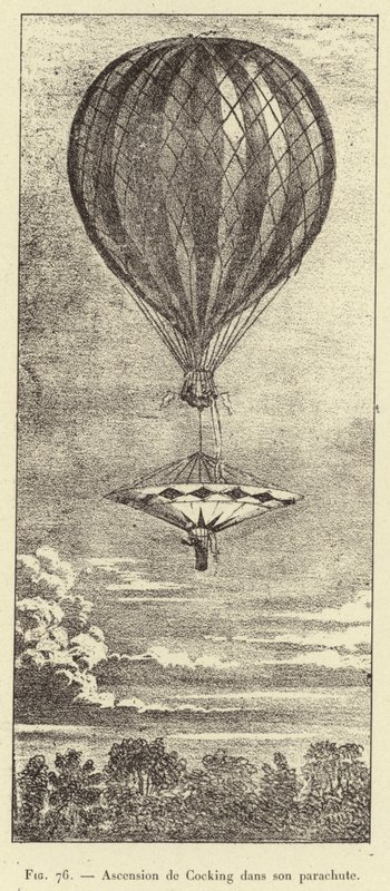 Ascension de Cocking dans son parachute (engraving) بواسطة المدرسة الفرنسية