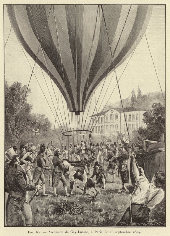 Ascension de Gay-Lussac, a Paris, le 16 septembre 1804 (engraving) بواسطة المدرسة الفرنسية
