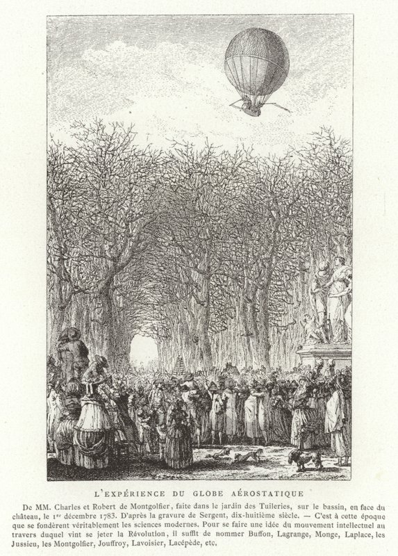 صعود Montgolfier Brothers Aerostatic Globe ، باريس ، 1 ديسمبر 1783 بواسطة المدرسة الفرنسية