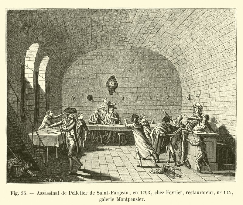اغتيال Pelletier de Saint-Fargeau ، في 1793 ، في Fevrier ، صاحب مطعم ، رقم 114 ، Galerie Montpensier بواسطة المدرسة الفرنسية
