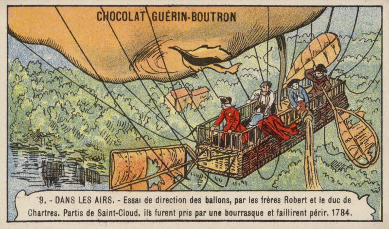 Attempt by the Robert Brothers and the Duke of Chartres to steer a balloon بواسطة المدرسة الفرنسية