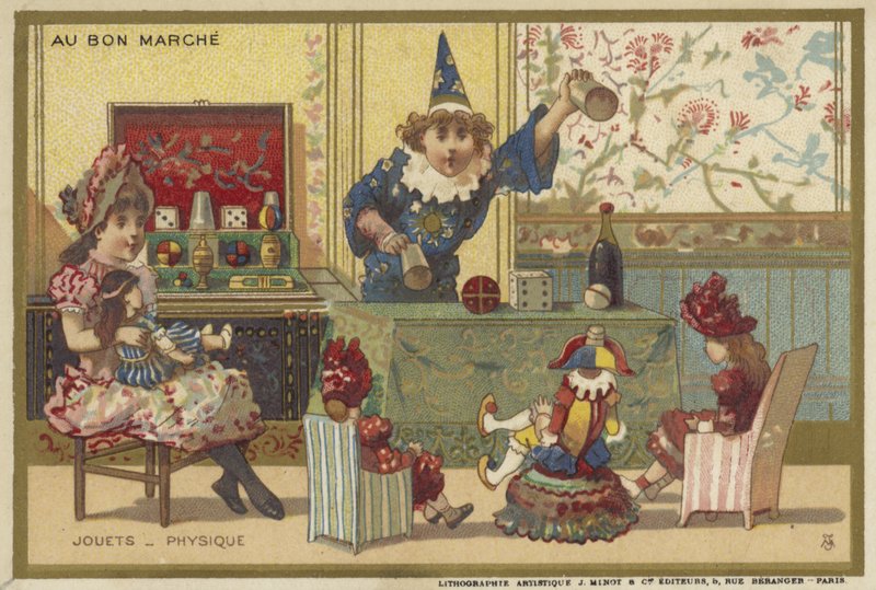 بطاقات Au Bon Marche التي تتميز بألعاب الأطفال بواسطة المدرسة الفرنسية