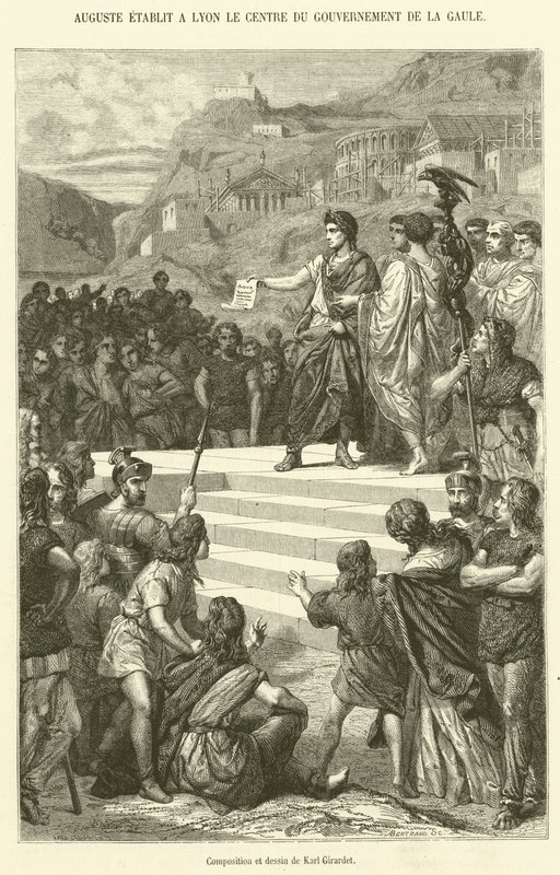 Auguste Etablit a Lyon le Centre du Gouvernement de la Gaule (engraving) بواسطة المدرسة الفرنسية