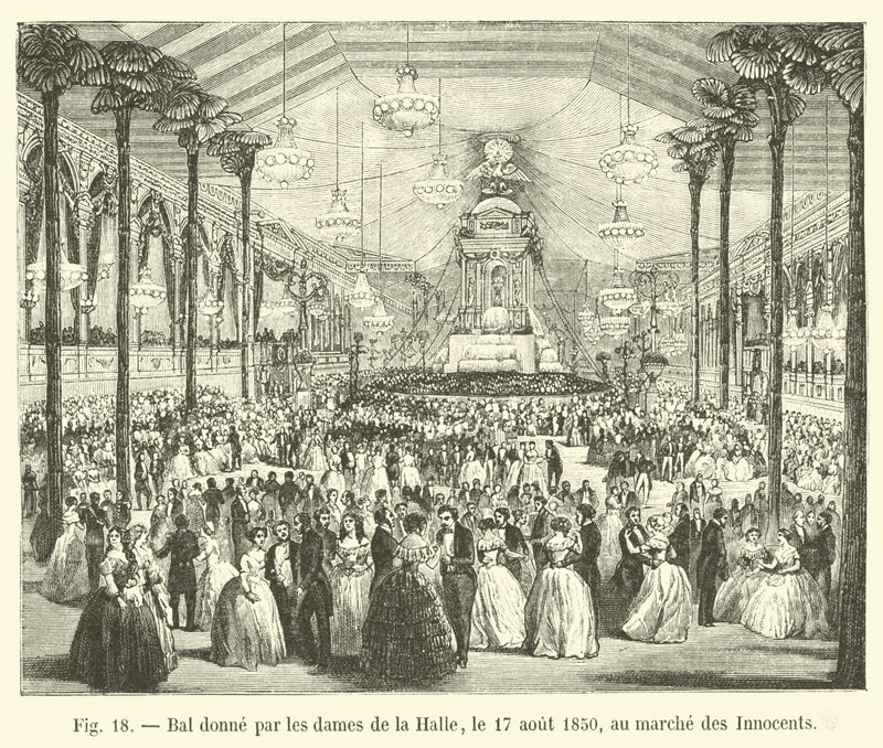 الكرة التي قدمتها سيدات Halle في 17 أغسطس 1850 في Marche des Innocents بواسطة المدرسة الفرنسية