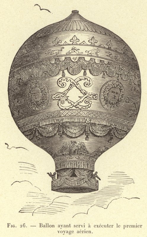 Ballon ayant servi a executer le premier voyage aerien (engraving) بواسطة المدرسة الفرنسية