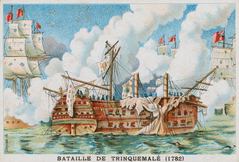 معركة ترينكومالي ، 1782 بواسطة المدرسة الفرنسية