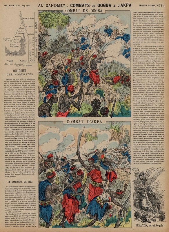 معارك دوجبا وأكبا ، داهومي ، الحرب الفرنسية الداهومية الثانية ، 1892 بواسطة المدرسة الفرنسية