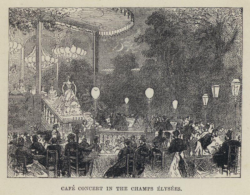 Cafe Concert in the Champs Elysees (engraving) بواسطة المدرسة الفرنسية