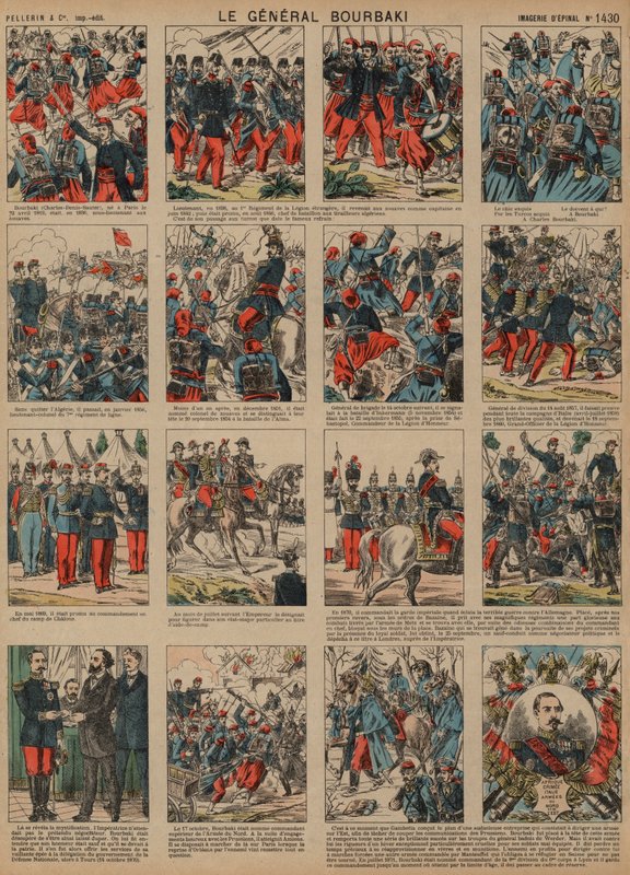 Career of French general Charles-Denis Bourbaki (coloured engraving) بواسطة المدرسة الفرنسية