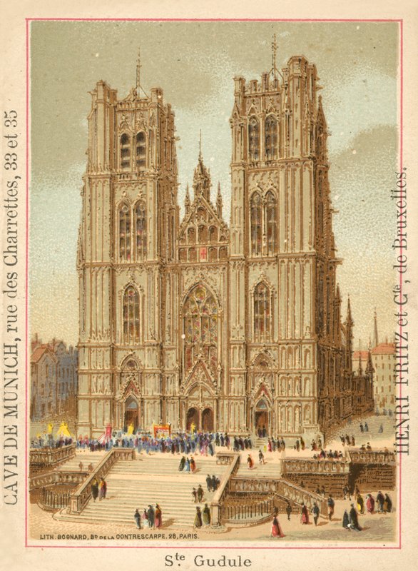 Cathedral of St Michael and St Gudula, Brussels (chromolitho) بواسطة المدرسة الفرنسية