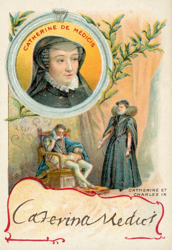Catherine de Medici and her husband, Charles IX of France (chromolitho) بواسطة المدرسة الفرنسية