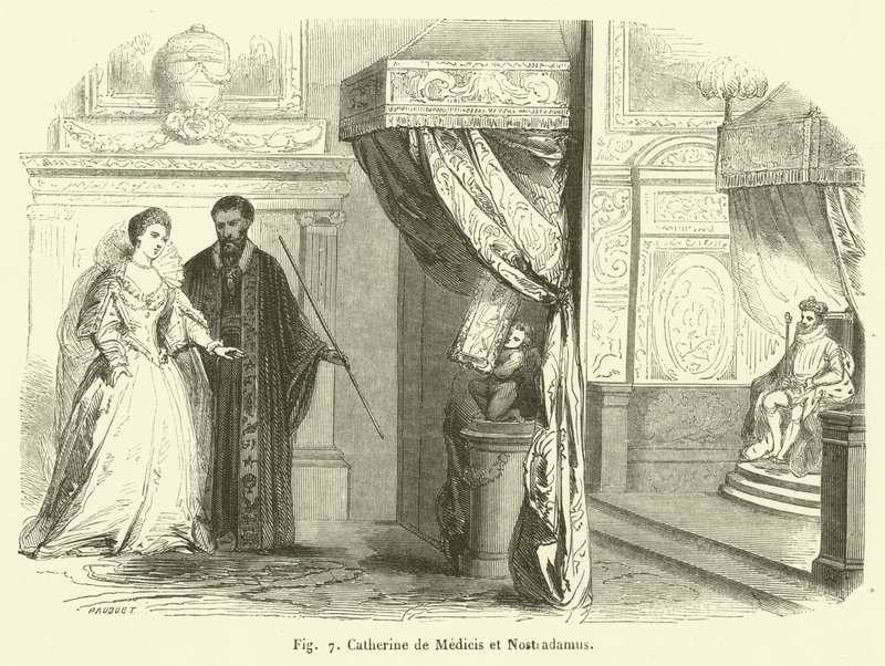 Catherine de Medicis et Nostradamus (engraving) بواسطة المدرسة الفرنسية