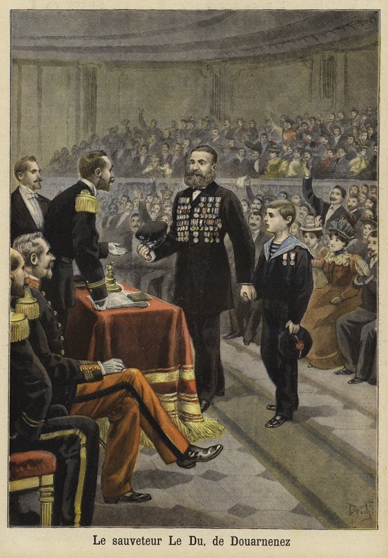 حفل تكريم السيد Le Du ، منقذ من Douarnenez ، بريتاني ، 1897 بواسطة المدرسة الفرنسية