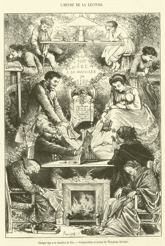 Chaque age a sa maniere de lire (engraving) بواسطة المدرسة الفرنسية