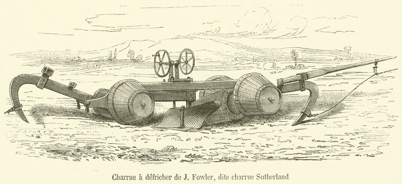 محراث J Fowler ، يسمى محراث Sutherland (نقش) بواسطة المدرسة الفرنسية