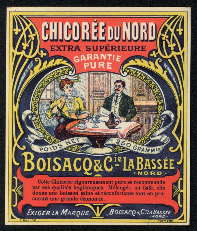 Chicoree du Nord و Boisacq و Cie la Bassee ، إعلان (لون ليثو) بواسطة المدرسة الفرنسية