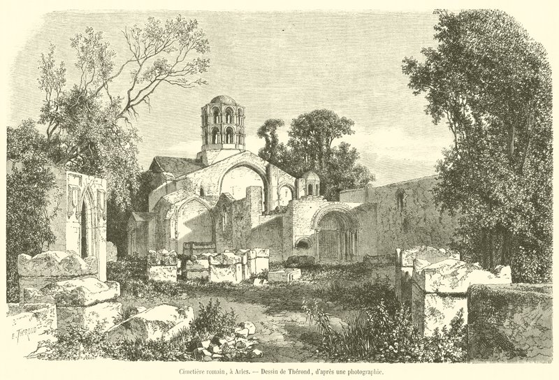 Cimetiere romain, a Arles (engraving) بواسطة المدرسة الفرنسية