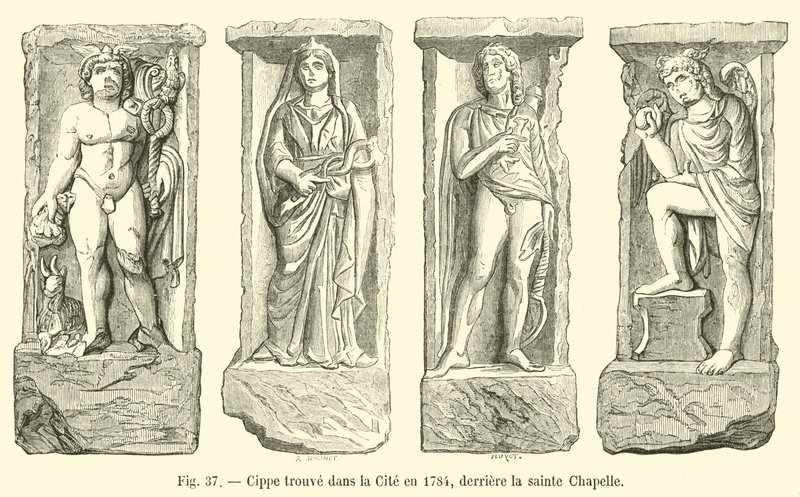 تم العثور على Cippe في المدينة عام 1784 ، خلف Sainte Chapelle بواسطة المدرسة الفرنسية