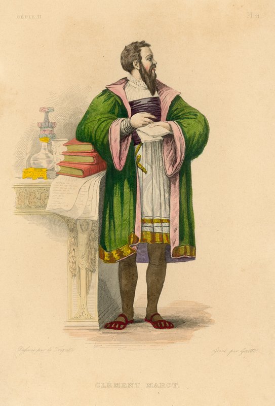 Clement Marot (coloured engraving) بواسطة المدرسة الفرنسية