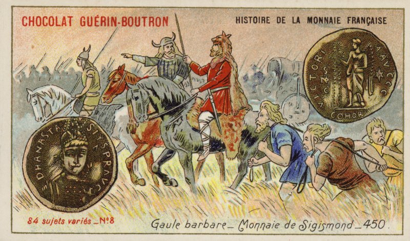 عملات معدنية من Sigismond ، Barbarian Gaul ، 450 (chromolitho) بواسطة المدرسة الفرنسية