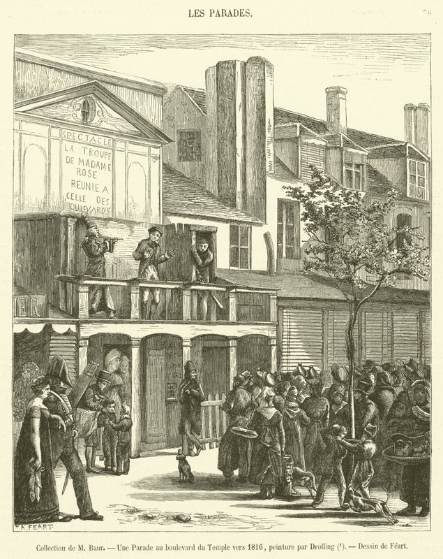 مجموعة M Baur ، A Parade on Boulevard du Temple حوالي عام 1816 (نقش) بواسطة المدرسة الفرنسية