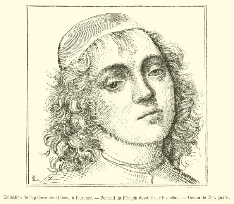 Collection de la galerie des Offices, a Florence, Portrait du Perugin (engraving) بواسطة المدرسة الفرنسية