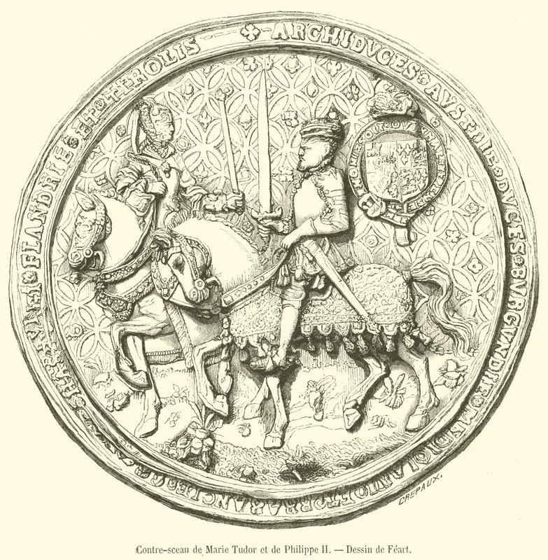 Contre-sceau de Marie Tudor et de Philippe II (engraving) بواسطة المدرسة الفرنسية