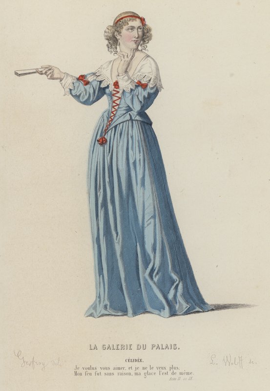 Corneille، La Galerie Du Palais، Act II، Sc IX (نقش ملون) بواسطة المدرسة الفرنسية