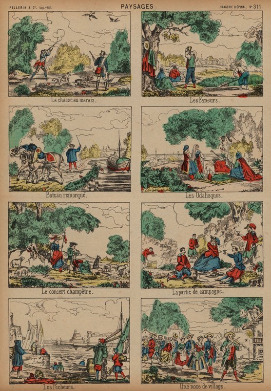 Countryside scenes (coloured engraving) بواسطة المدرسة الفرنسية